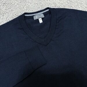 Ibex Sweater V Neck Pullover Wool Blend Casual Classic Minimalist Navy Mens M